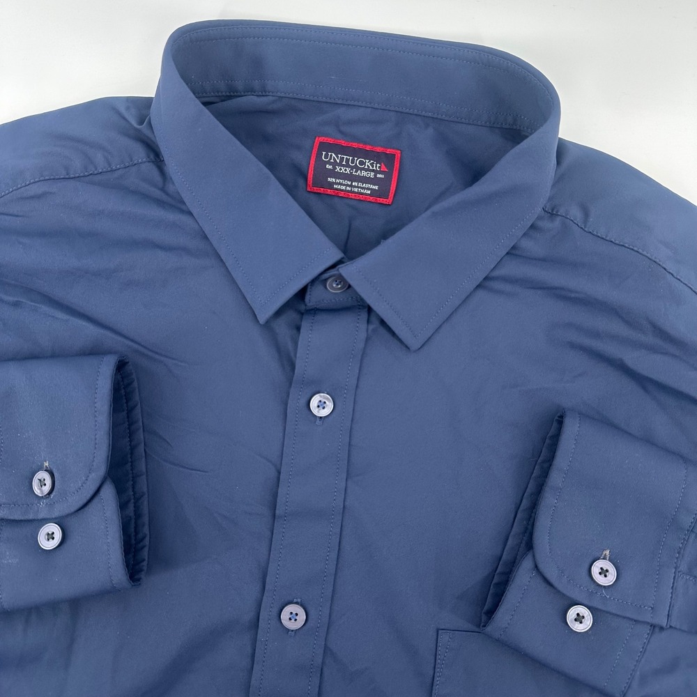 UNTUCKit Button Down‎ Shirt Mens XXX-Large 3XL Navy Blue Performance Stretch L/S